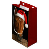 Christmas Horse In Stable Window Klein Cadeauzakje (Voorkant Gekanteld)