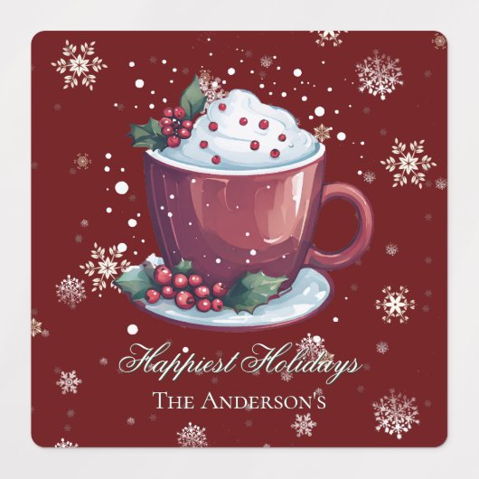 Christmas Hot Chocolate Personalized Red Baking Labels (Design 2)