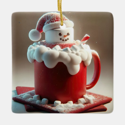 Christmas Hot Chocolate Snowman Keramisch Ornament (Voorkant)