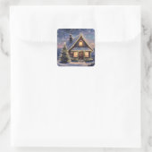 Christmas House in the Snow Winter Holiday Sticker (Sac)
