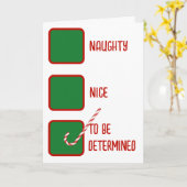Christmas Humor Naughty Or Nice Check Boxes  Kaart (Gele Bloem)