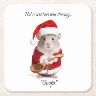 Christmas Humor Not a Creature was roeren Mouse Vierkante Kartonnen Onderzetter