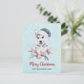 Christmas Husky Dog in a Santa Hat Briefkaart (Staand voorkant)