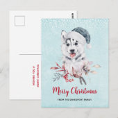 Christmas Husky Dog in a Santa Hat Briefkaart (Voorkant / Achterkant)