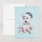 Christmas Husky Dog in a Santa Hat Briefkaart (Voorkant / Achterkant)