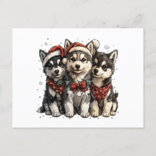 Christmas Husky Dogs Briefkaart