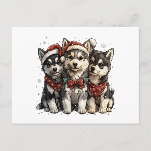 Christmas Husky Dogs Briefkaart (Voorkant)