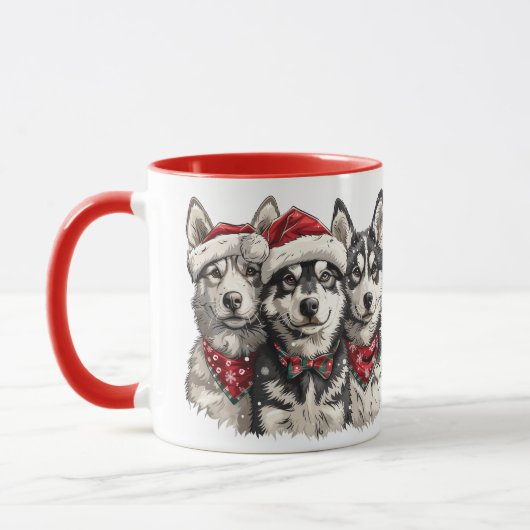 Christmas Husky Dogs Mok (Links)