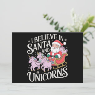 Christmas I Believe In Santa And Unicorns Xmas Feestdagenkaart