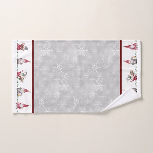 Christmas I Love Gnomes Scandinavisch Rood Grijs Bad Handdoek (Handdoek)