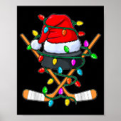 Christmas Ice Hockey Player Santa Hat Xmas Men Boy Poster (Voorkant)