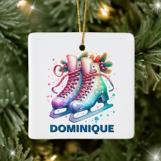 Christmas Ice Schaatsen Custom Name Keramisch Ornament