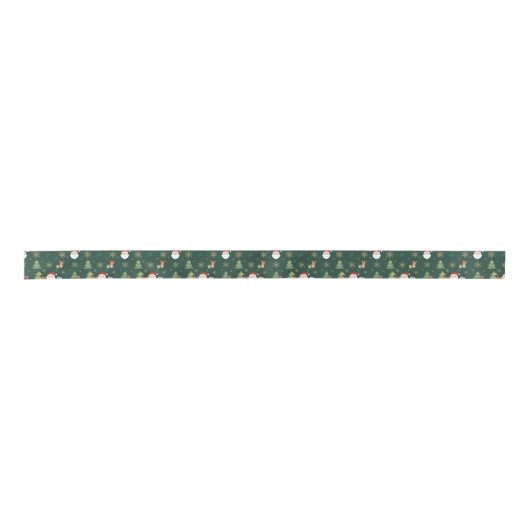 Christmas Icon Pattern Ribbon on Forest Green Lint (Voorkant)