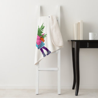 Christmas Illustrated Holiday Sherpa Blanket Deken