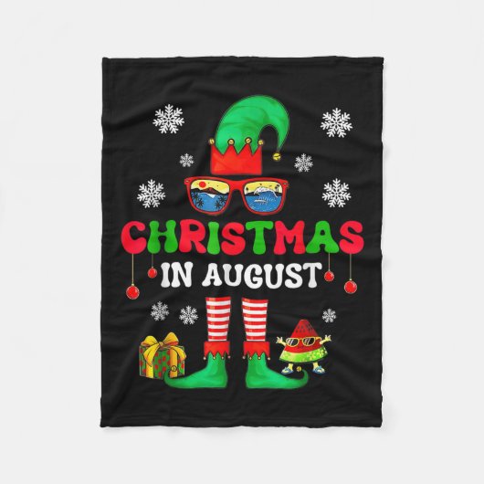 Christmas In August Funny Elf For Summer Xmas Men Fleece Deken (Voorkant)