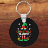 Christmas In August Funny Elf For Summer Xmas Men Sleutelhanger (Voorkant)