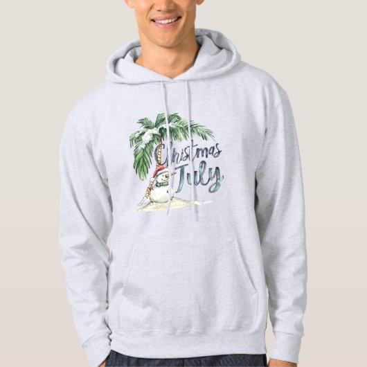 Christmas in July Beach Snowman & Palm Tree Hoodie (Voorkant)