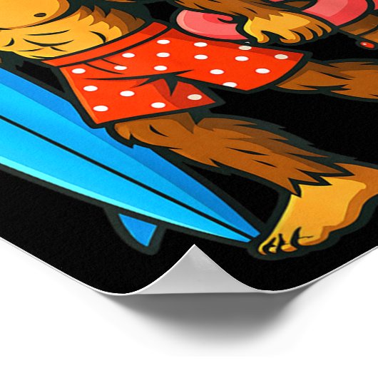 Christmas In July Bigfoot Hawaiian Xmas Palm Tree Poster (Hoek)