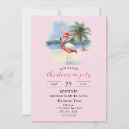 Christmas in July Custom Company Name Flamingo Kaart