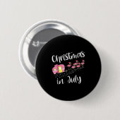 Christmas In July Flamingo Nk Ronde Button 5,7 Cm (Voorkant /achterkant)