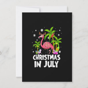 Christmas In July Flamingo Palm Tree Beach Summer Kaart