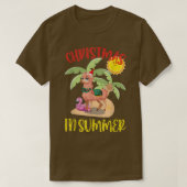 Christmas In July Funny Llama Coconut And Flamingo T-shirt (Design voorkant)