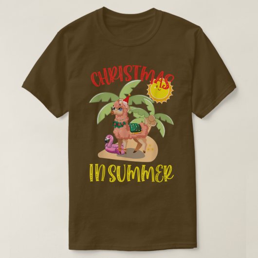 Christmas In July Funny Llama Coconut And Flamingo T-shirt (Design voorkant)