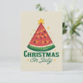 CHRISTMAS IN JULY FUNNY WATERMELON TREE BEDANKKAART (Staand voorkant)