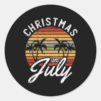 Christmas In July Retro Tropical Beach Summer Hawa Ronde Sticker