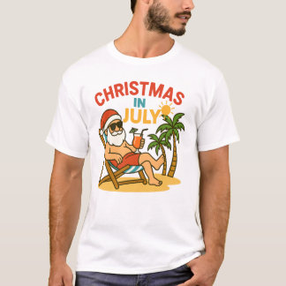 Christmas in July Santa Claus Beach Summer T-shirt