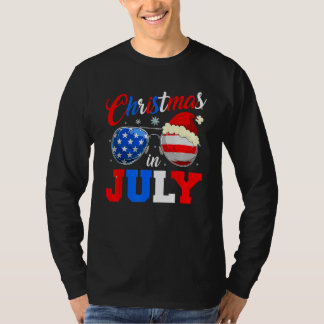 Christmas In July Santa Hat Sunglasses Summer Cele T-shirt