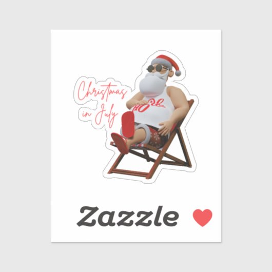 Christmas in July Santa Sticker (Vel)