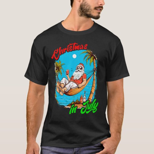 Christmas In July Santa Summer Beach Vacation 3 T-shirt (Voorkant)