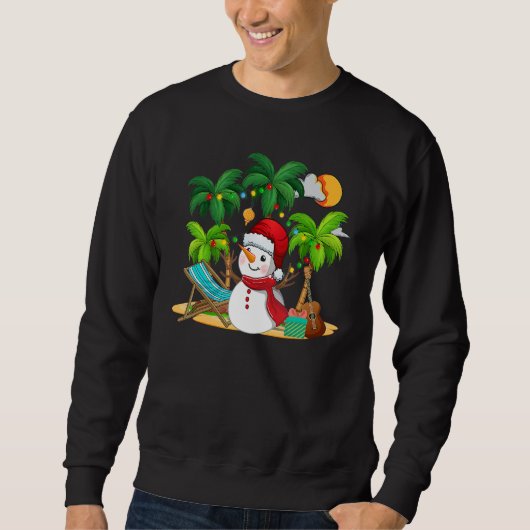Christmas In July Snowman On Palm Tree Tropical Be Trui (Voorkant)