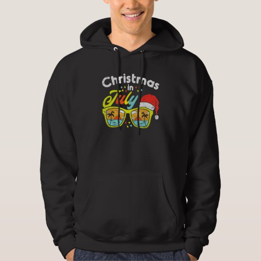 Christmas In July Sunglasses Santa Beach Summer Su Hoodie (Voorkant)
