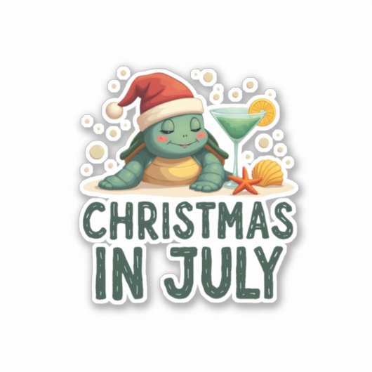 Christmas In July Turtle Summer Xmas Tortoise Wome Sticker (Voorkant)