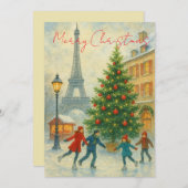 Christmas in Paris Thank You Card – Eiffel Tower Bedankkaart (Voorkant / Achterkant)