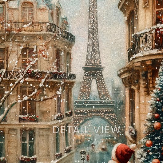 Christmas in Paris – Whimsical Winter Eiffel Tower Canvas Afdruk