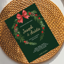 Christmas Invitation card with a wreath design 