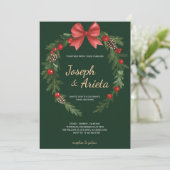 Christmas Invitation card with a wreath design Kaart (Staand voorkant)