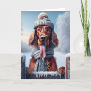 Christmas Irish Setter Dog Feestdagen Kaart