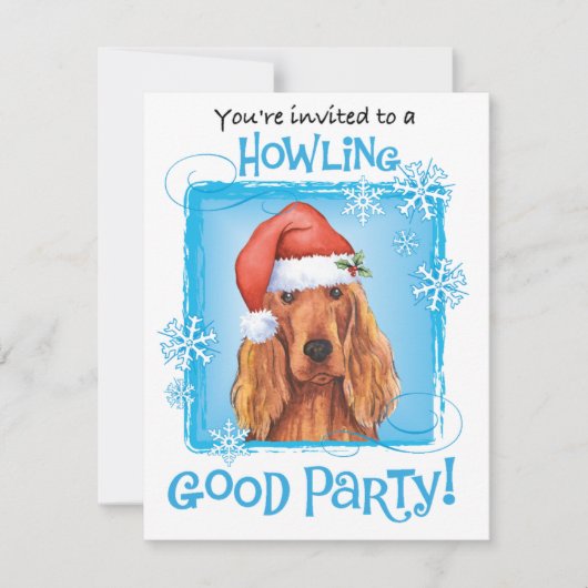 Christmas Irish Setter Invitation (Devant)