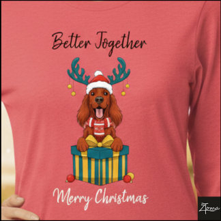 Christmas Irish Setter Red Reindeer Gift Graphic Tri-Blend Shirt