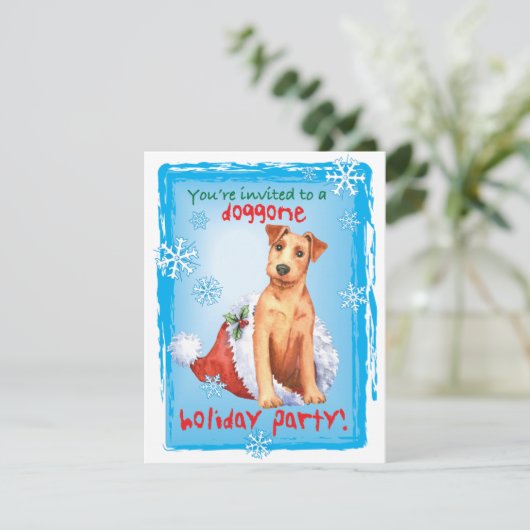 Christmas Irish Terrier Invitation (Debout devant)