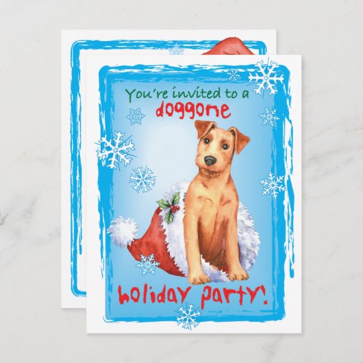 Christmas Irish Terrier Invitation (Devant / Derrière)