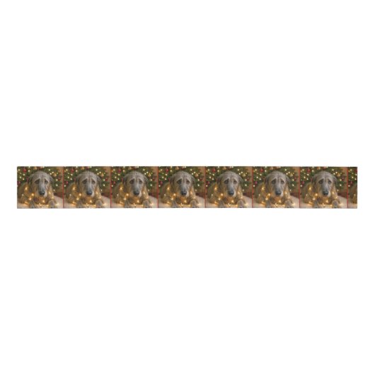 Christmas Irish Wolfhound Tangled In Lights Grosgrain Lint (Voorkant)