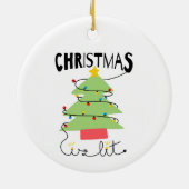 Christmas Is Lit Ceramic Circle Ornament (Achterkant)