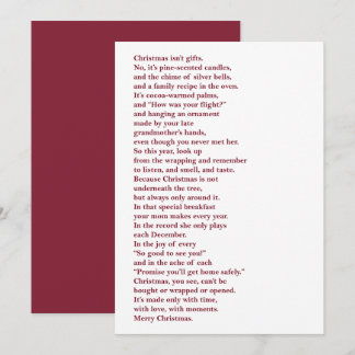 Christmas Isn't Gifts Non Photo Holiday Poem Card Feestdagenkaart