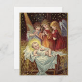 Christmas Jesus illustration carte vintage (Devant / Derrière)