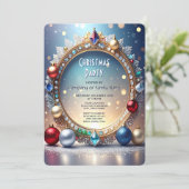 Christmas Jewel Frame Holiday Party Invitation (Debout devant)